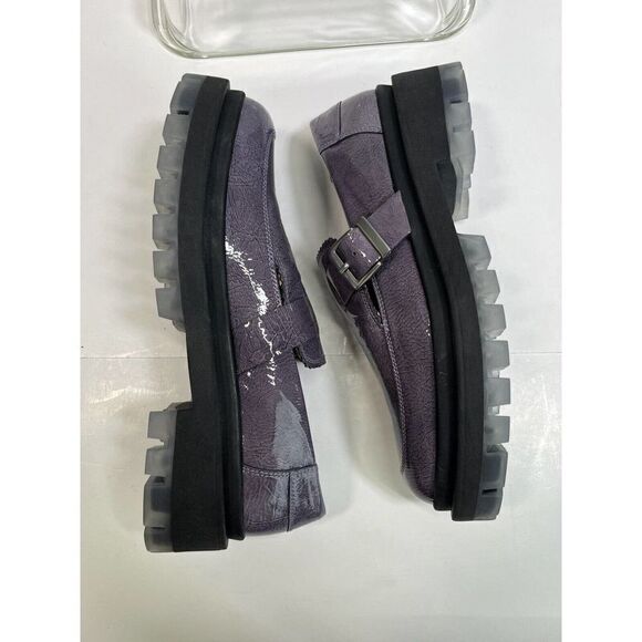 Free People Womens Purple Gray Loafer Lug Sole Patent Leather Shoes 40 EU 10 US - Picture 11 of 16